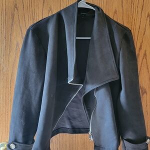 Black Asymmetrical Zip Front Jacket